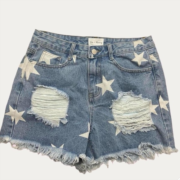 NWT Star Print Denim Shorts - Picture 1 of 5